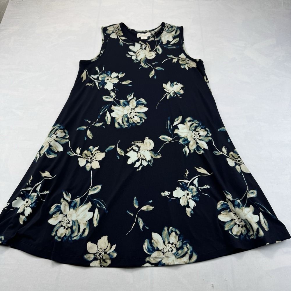 Cynthia Rowley M Navy Floral Sleeveless A-Line Tank Dress